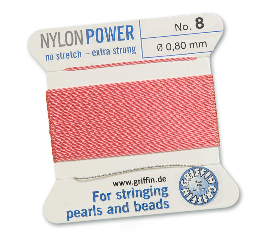 Griffin Nylon Power mörkrosa pärltråd – välj storlek 6 eller 8 - 4
