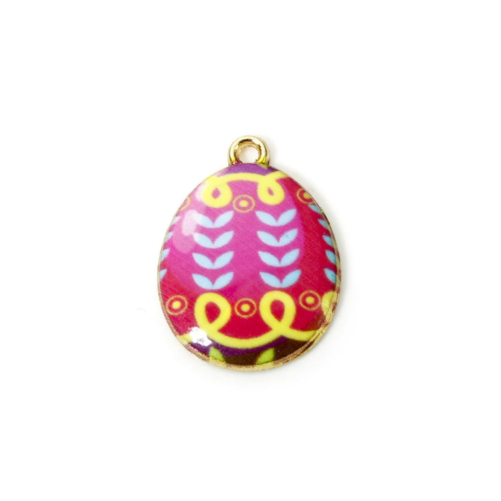 Charm Enameld  easter egg, Pink swirl