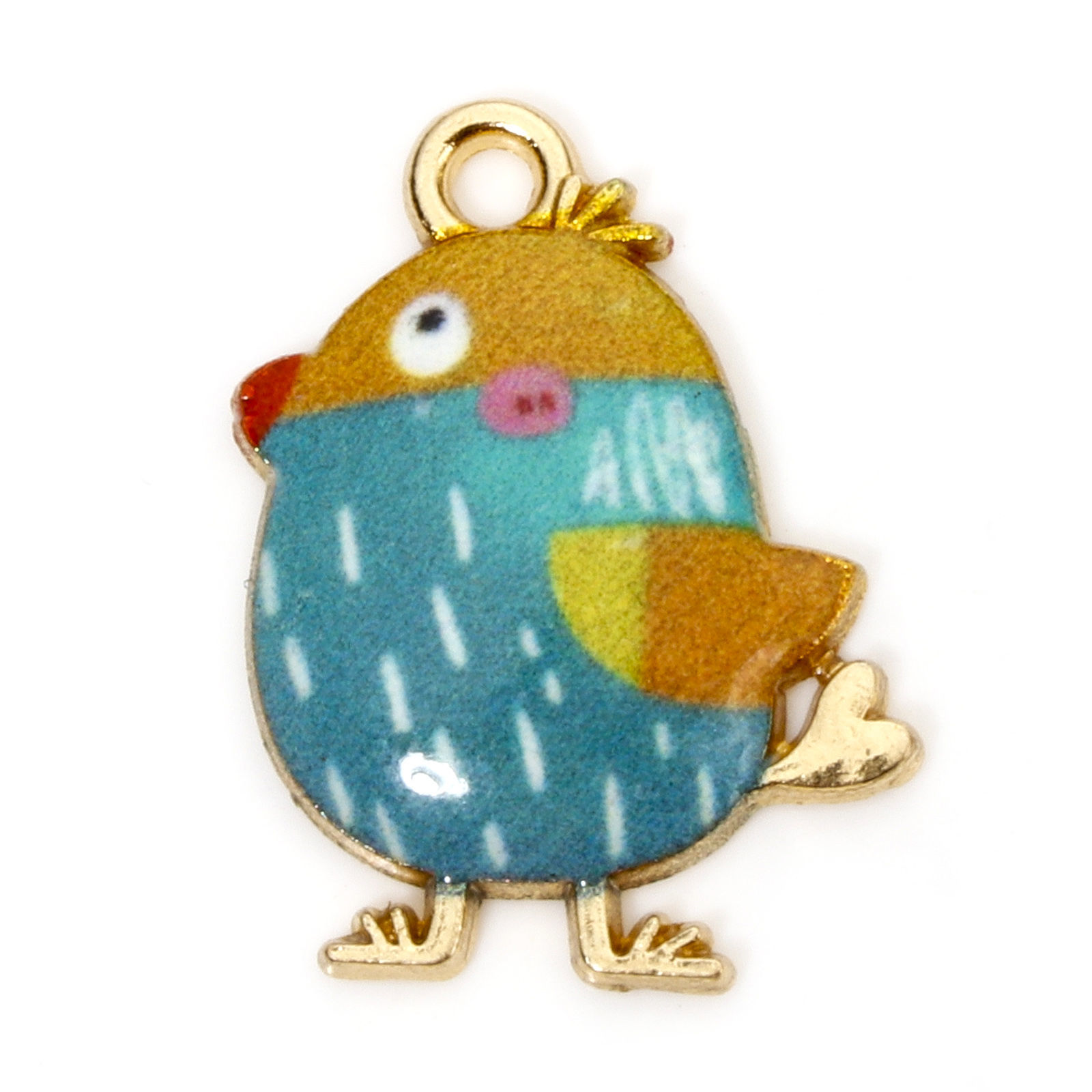 Charm Enameld  easter chicken, Bluegreen