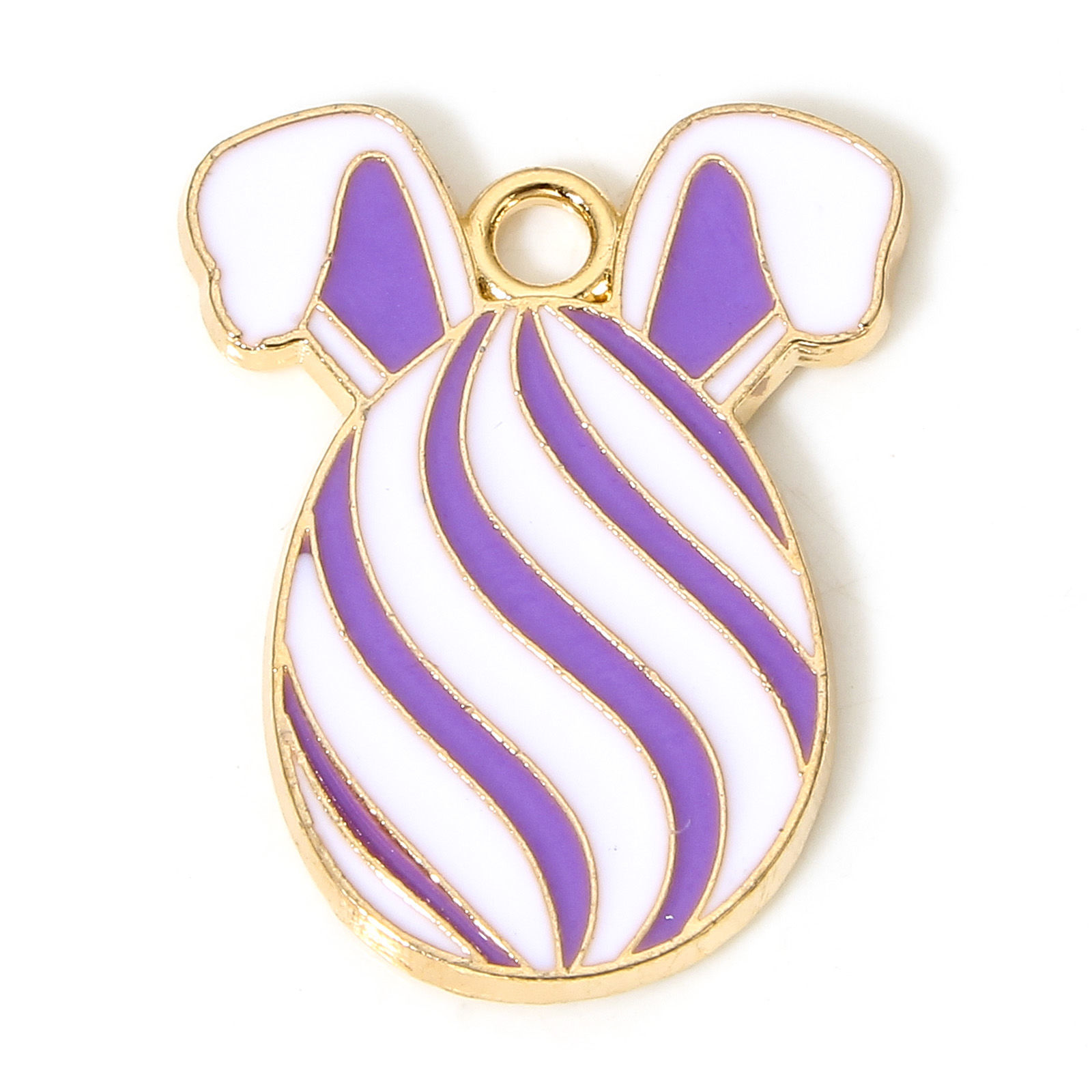 Charm Enameld  easter egg Bunny, Striped