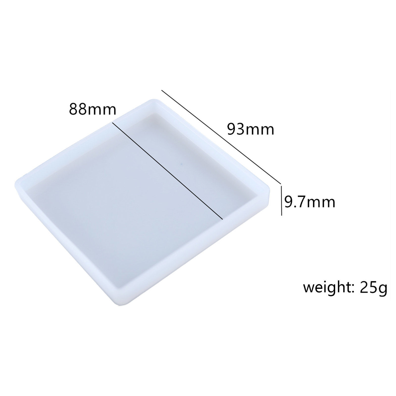 Resin / Gjutform  i silikon - Fyrkantigt Underlägg / Fat 93mm