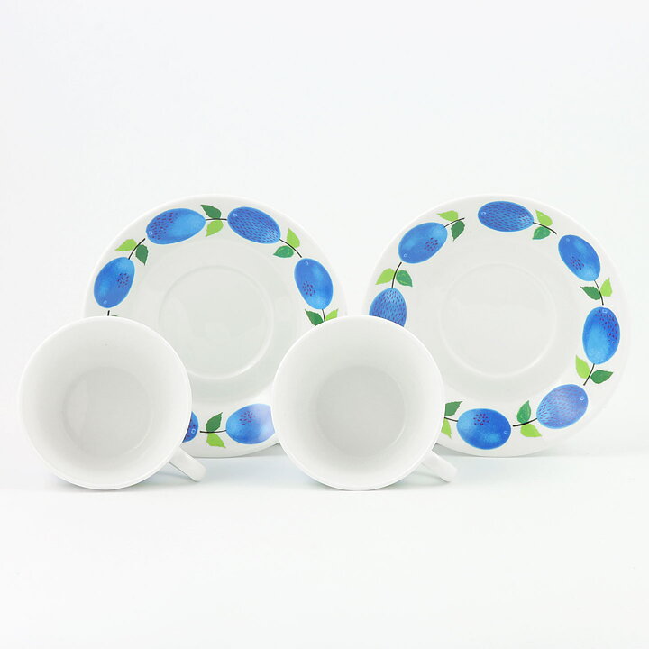 Stig Lindberg (Prunus 1962) Two Coffee Cups with Plum Decor 9 cm (7)