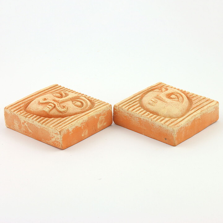 Lars Bergsten (1960s) Two Wall Plaques with Couple Head Relief 9 cm (3)