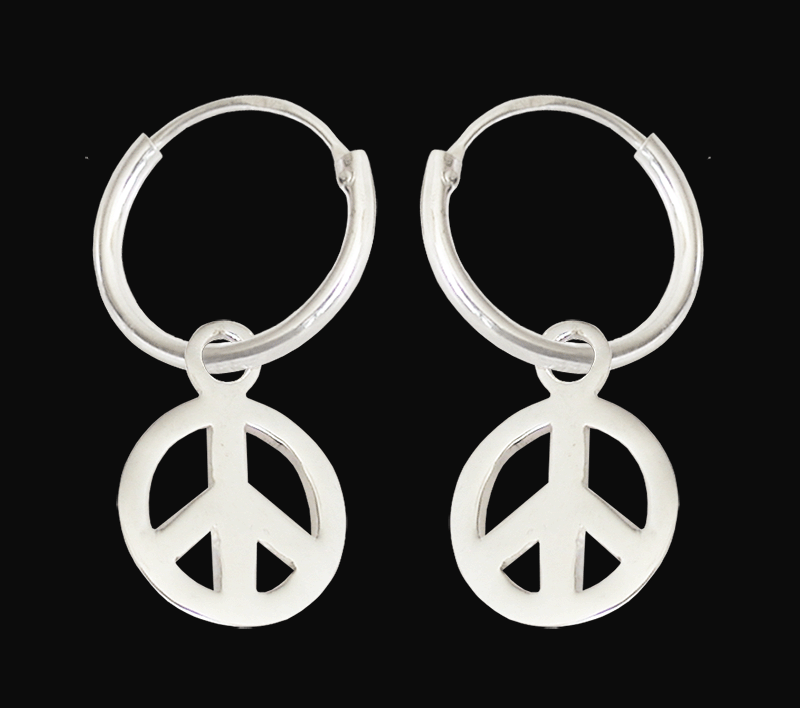 Öronringar med Peace i Äkta silver.