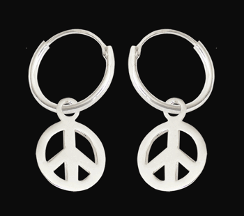 Öronringar med Peace i Äkta silver.