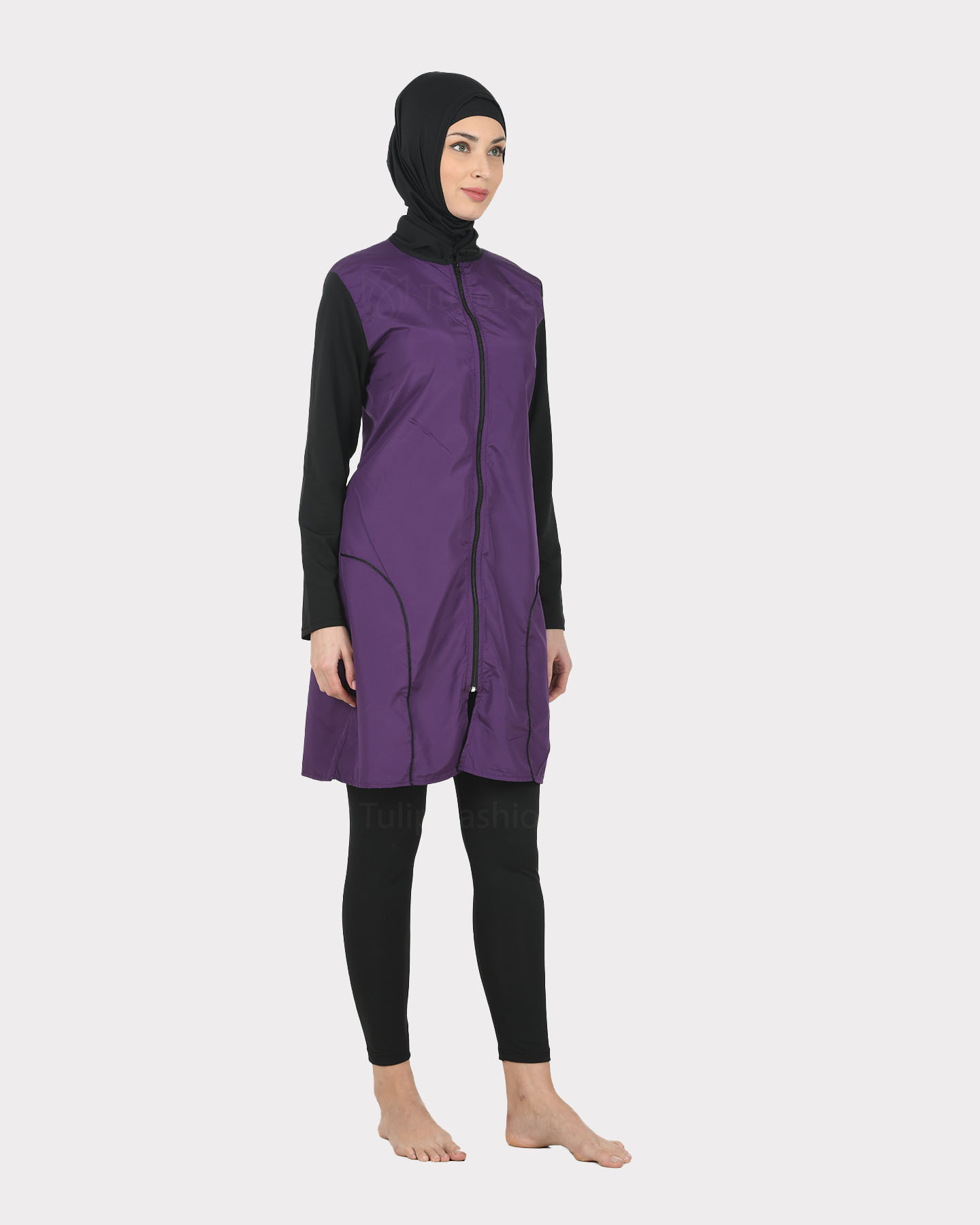 Muslim Swimsuit with hijab - Purple - 4