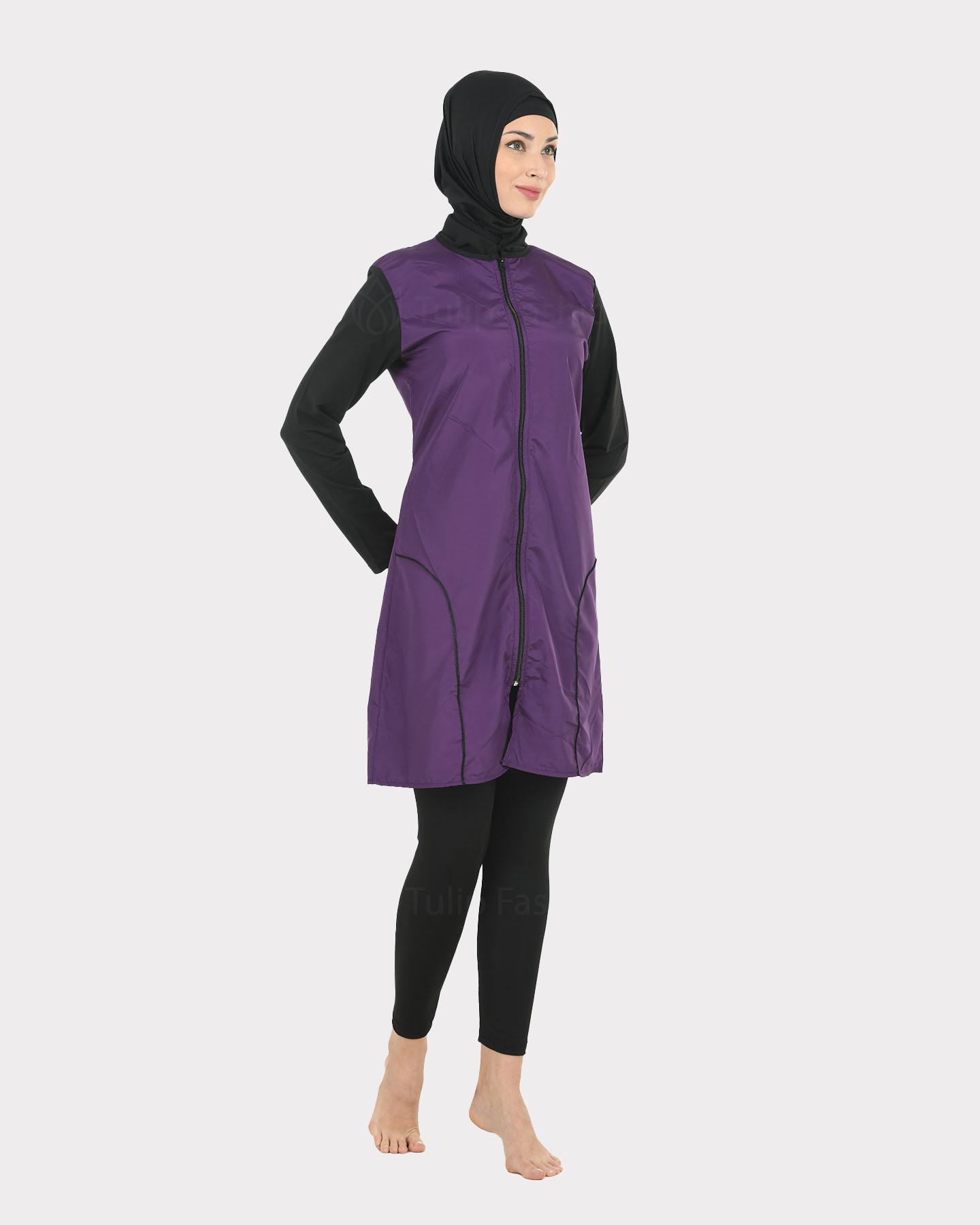 Muslim Swimsuit with hijab - Purple - 2