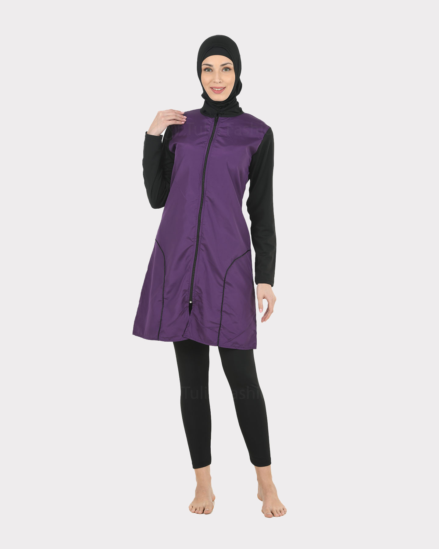 Muslim Swimsuit with hijab - Purple - 3