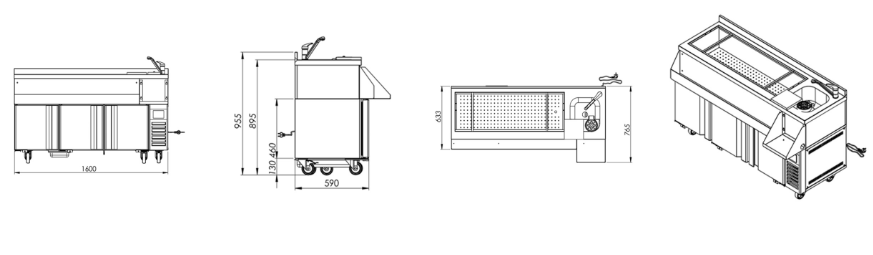 Cocktail bar station refrigerated 3 drawers&nbsp; - 2