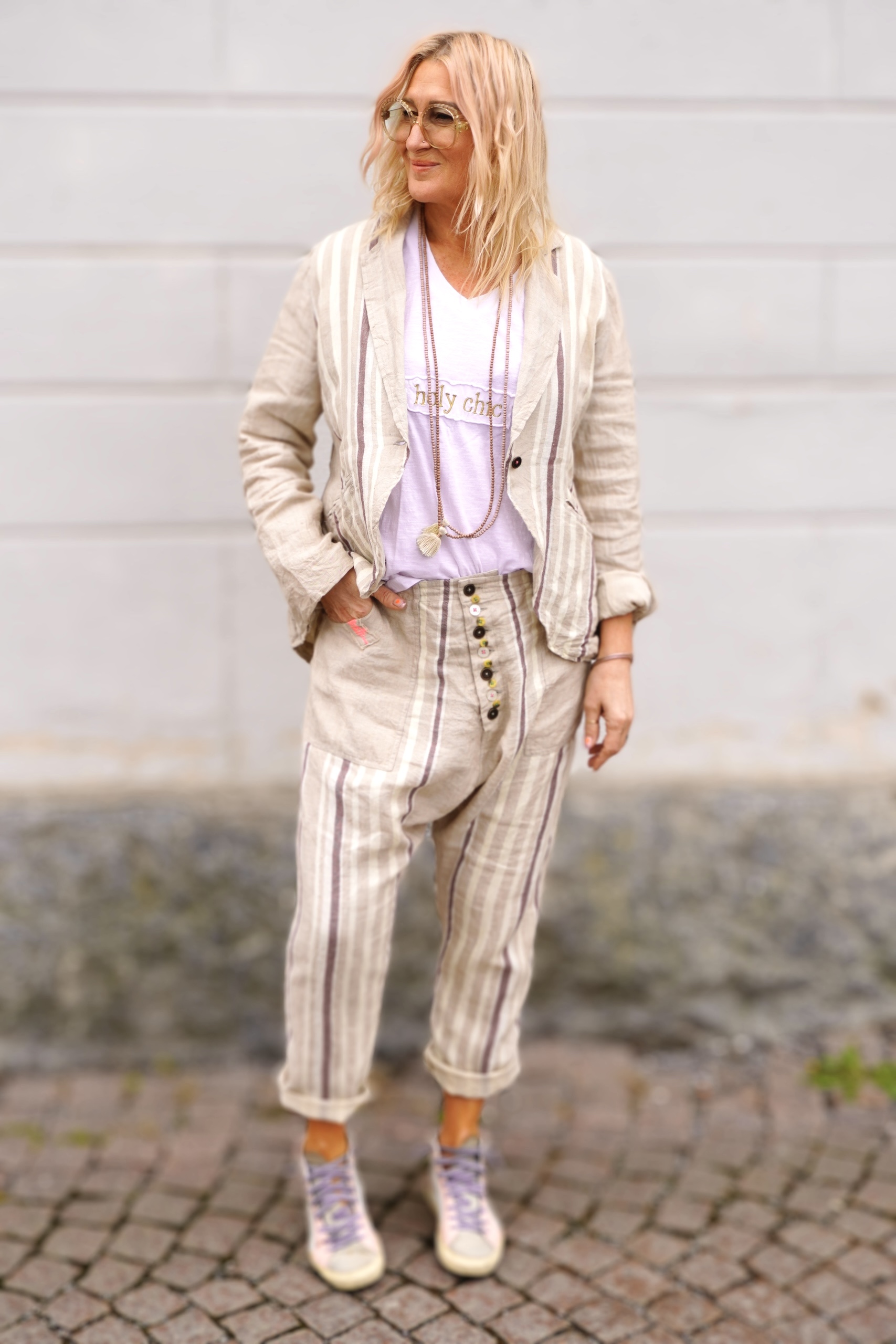 DORI STRIPE LINEN JACKET COFFEE - 4