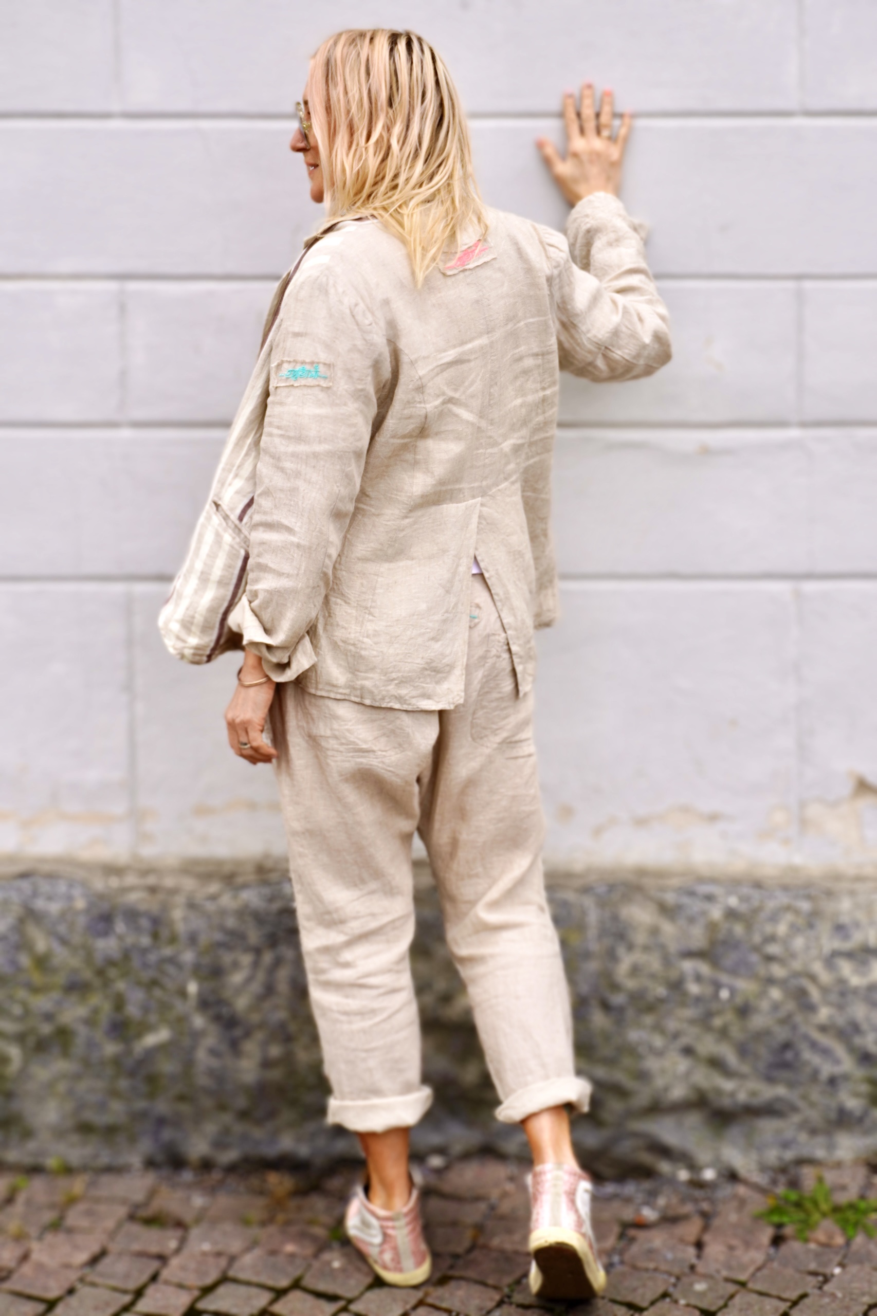 DORI STRIPE LINEN JACKET COFFEE - 5
