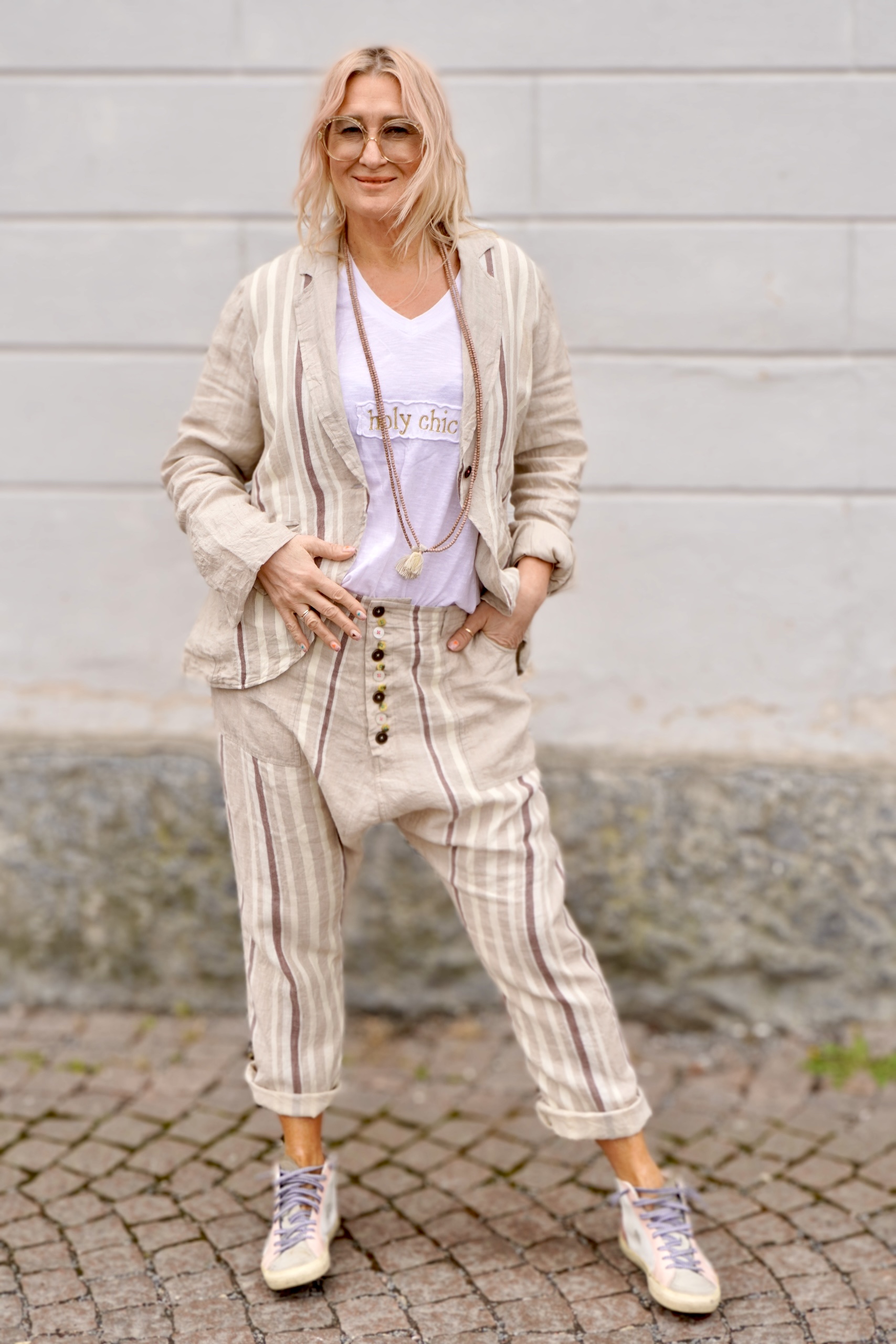 DORI STRIPE LINEN JACKET COFFEE
