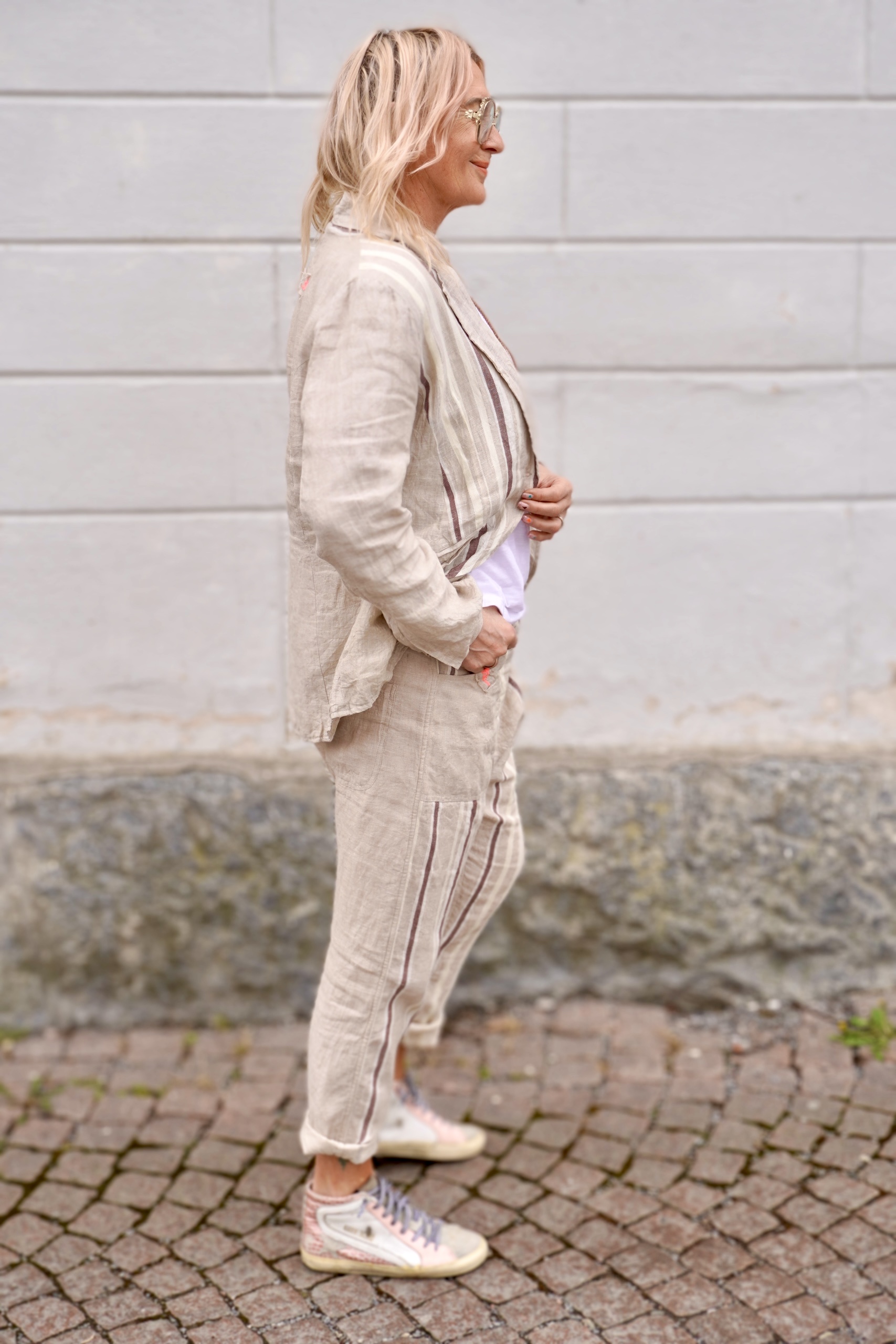 DORI STRIPE LINEN JACKET COFFEE - 3