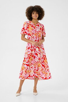 Culture Audrey Bello Long dress Red/Pink Flower
