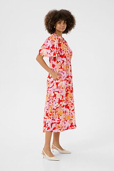 Culture Audrey Bello Long dress Red/Pink Flower