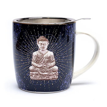 2 st. Temugg med sikt Buddha blå -- 400 ml