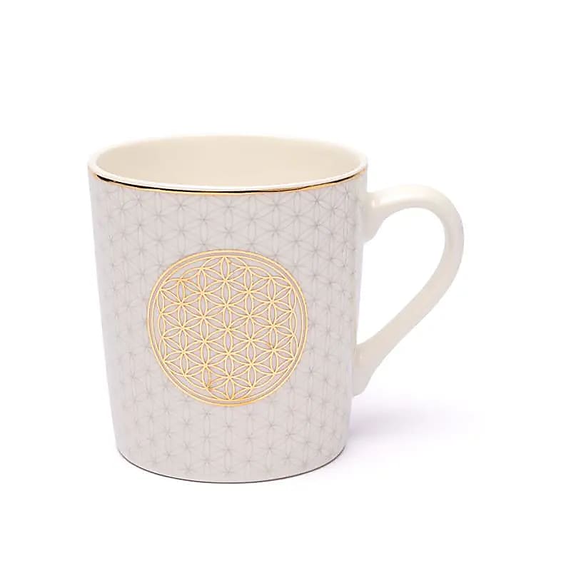 2 st- kaffekopp livets blomma vit/guld  -- 250 ml