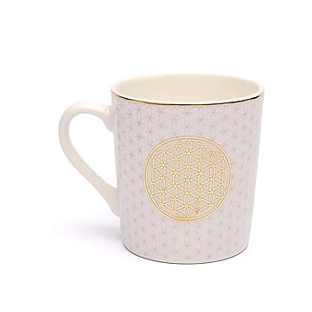 2 st- kaffekopp livets blomma vit/guld  -- 250 ml