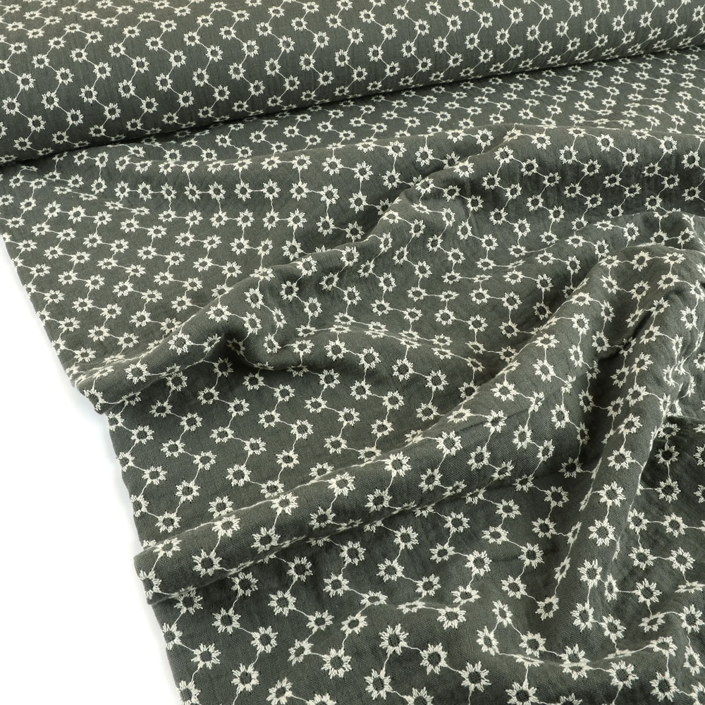 MUSLIN MINI FLORALS - DARK KHAKI