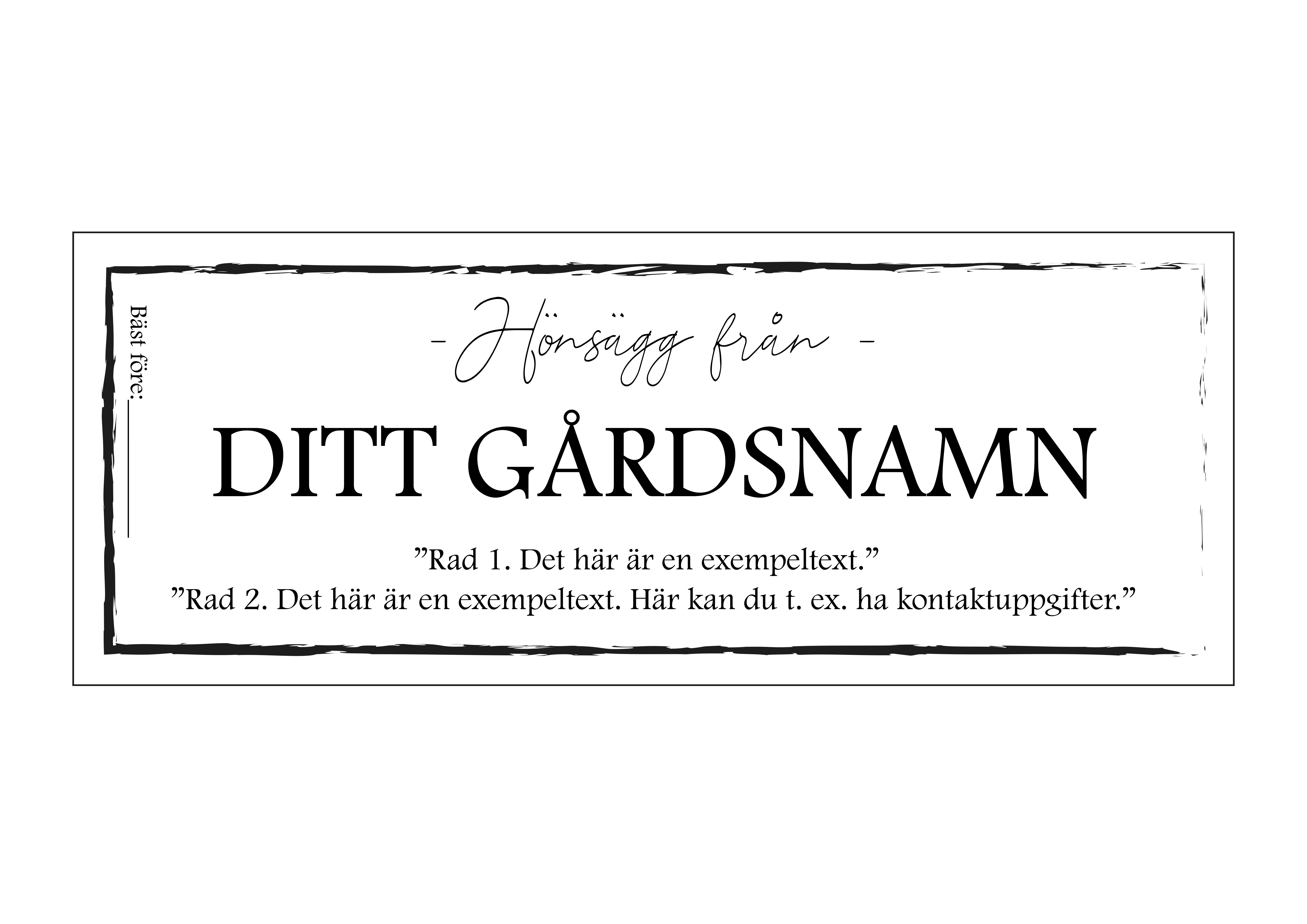 Etikett EGEN TEXT med flera rader, "STILREN", 18x7cm (Digital produkt) - 3