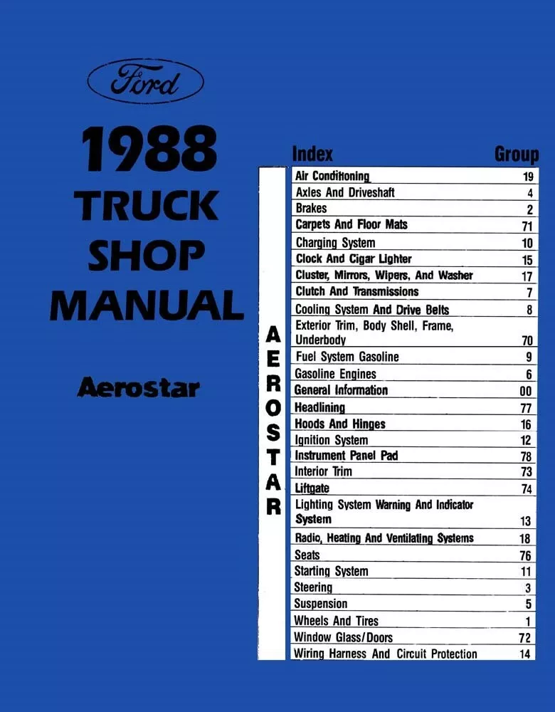 1988 Ford Aerostar Truck Shop Manual