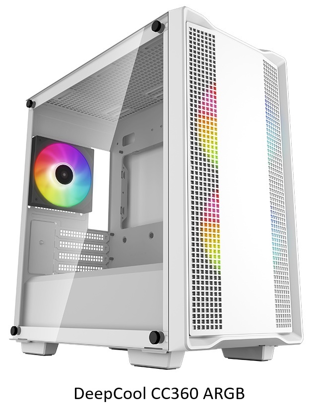 DeepCool CC360 (Vit) med 3 st ARGB-chassifläktar (2 fram, 1 bak)