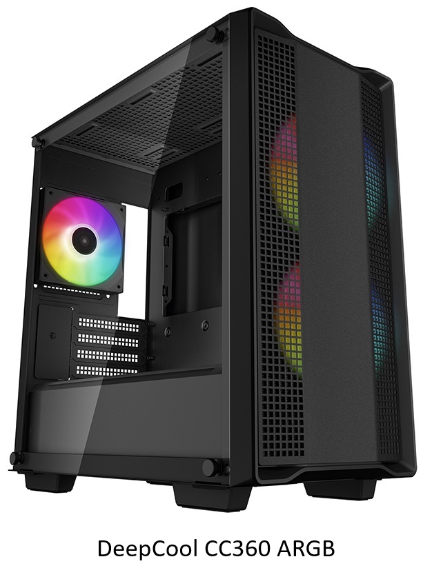 DeepCool CC360 (Svart) med 3 st ARGB-chassifläktar (2 fram, 1 bak)