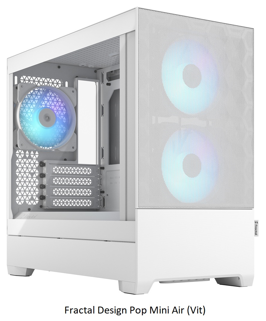 Fractal Design Pop Mini Air (Vit) med 3 st ARGB-chassifläktar (2 fram, 1 bak)