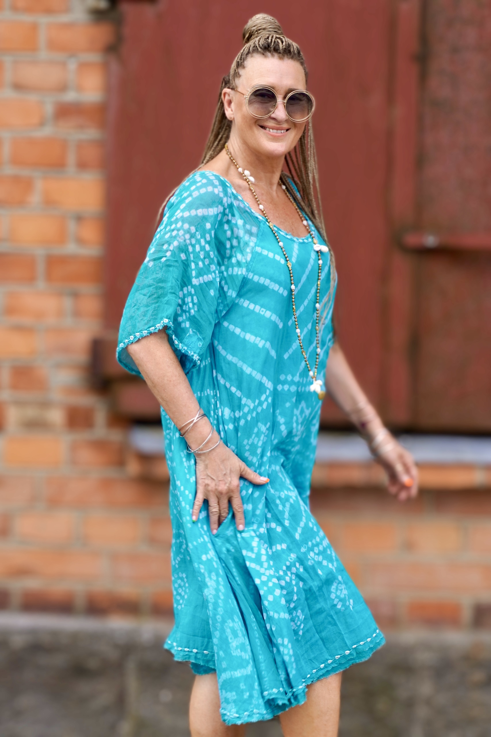 RAFI COTTON BATIK DRESS POOL BLUE 