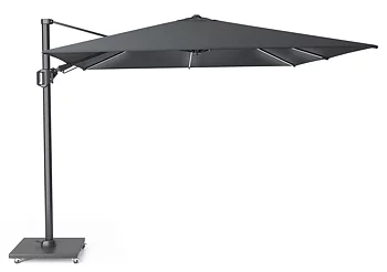 Sidohängt parasoll 300x300 cm med antracit stomme och grått kapell