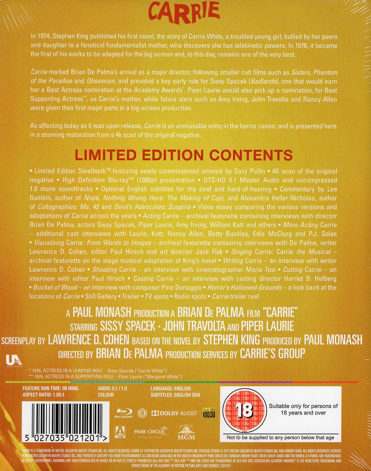 Carrie (1976) (Limited Edition Steelbook) (ej svensk text) (Blu-ray) - 2