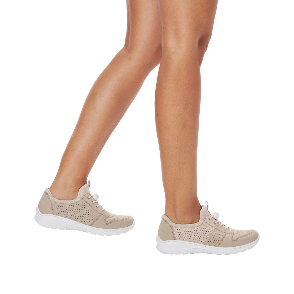 Rieker Damsneaker snabbsnörning Beige - 9