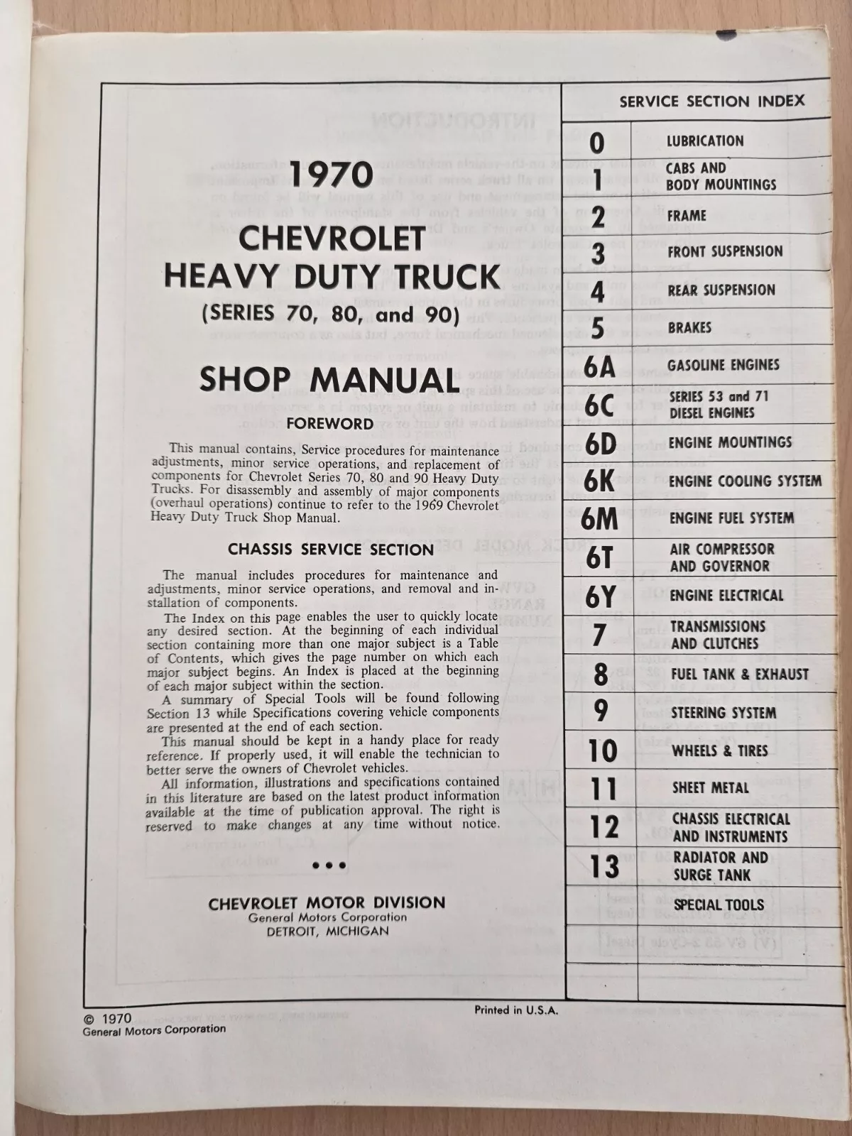 1970 Chevrolet Heavy Duty Truck Service Manual - 2