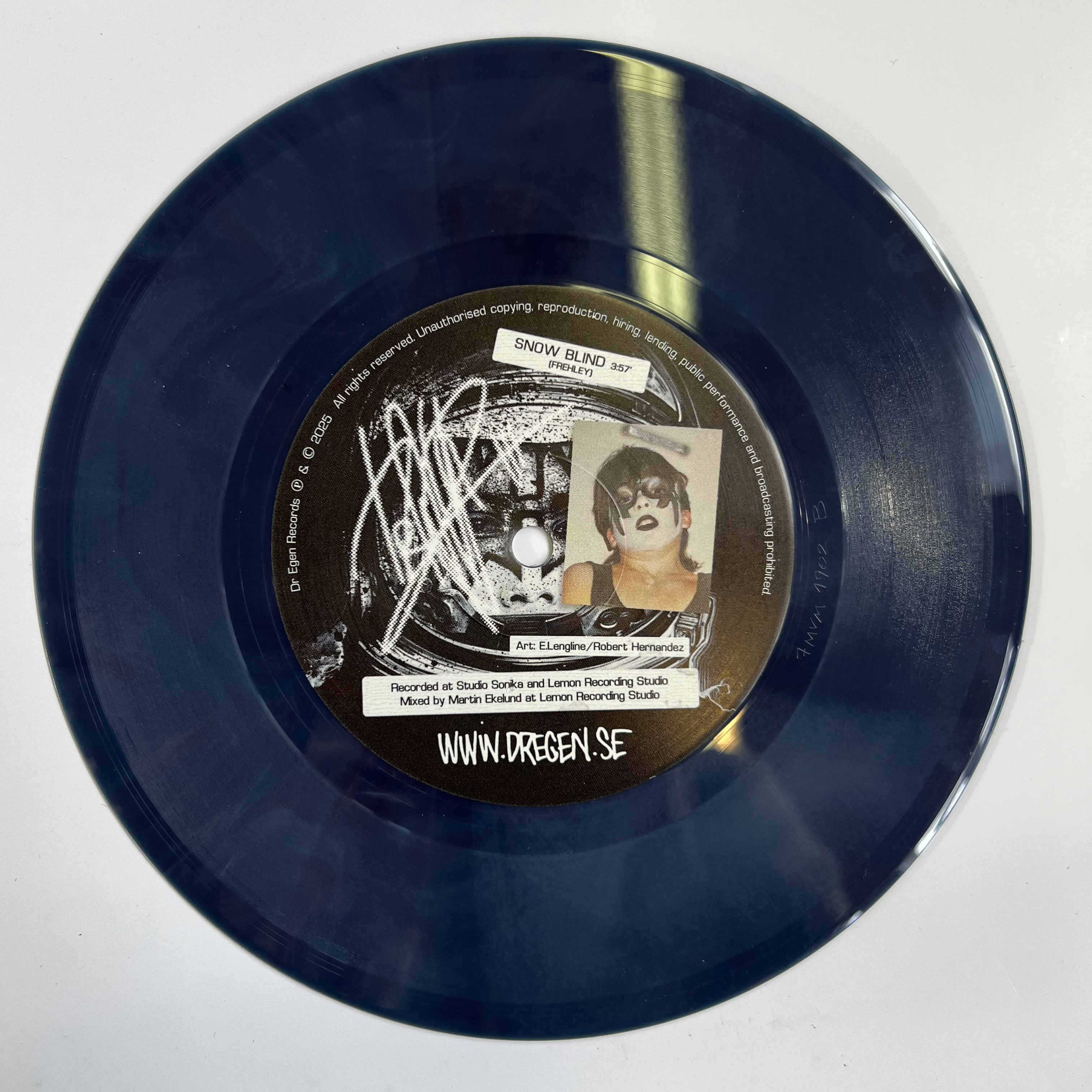 DREGEN - SNOW BLIND / STRANGE WAYS, 7" (BLUE/BROWN MARBLE VINYL) - 4