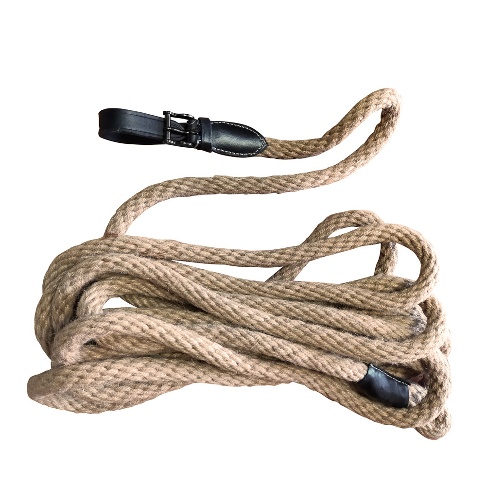 Horsemanship Rope 6 m, natural hemp, black leather