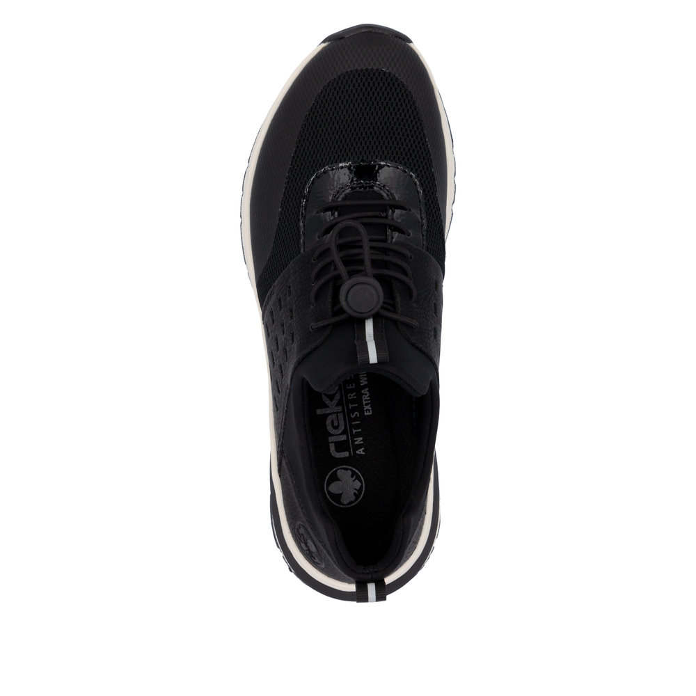 Rieker Damsneaker snabbsnörning Svart - 4