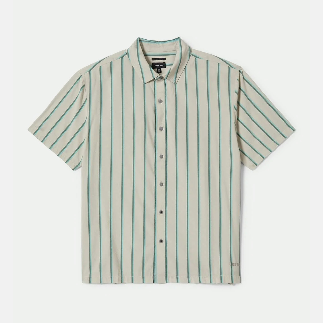 Brixton - CRU Stripe SS Shirt Beige/Pine Needle/Aquatic Green - 5