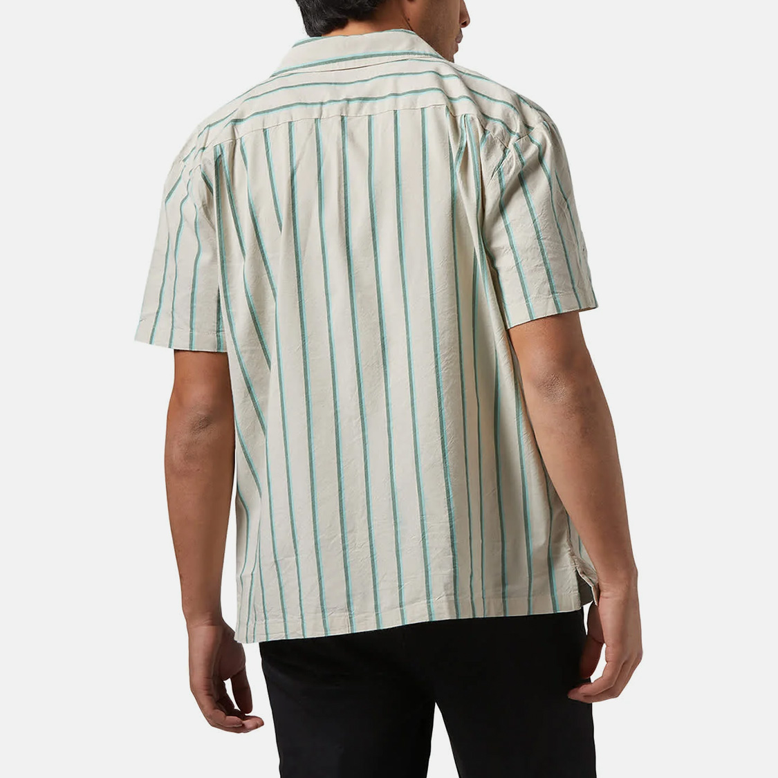 Brixton - CRU Stripe SS Shirt Beige/Pine Needle/Aquatic Green - 2