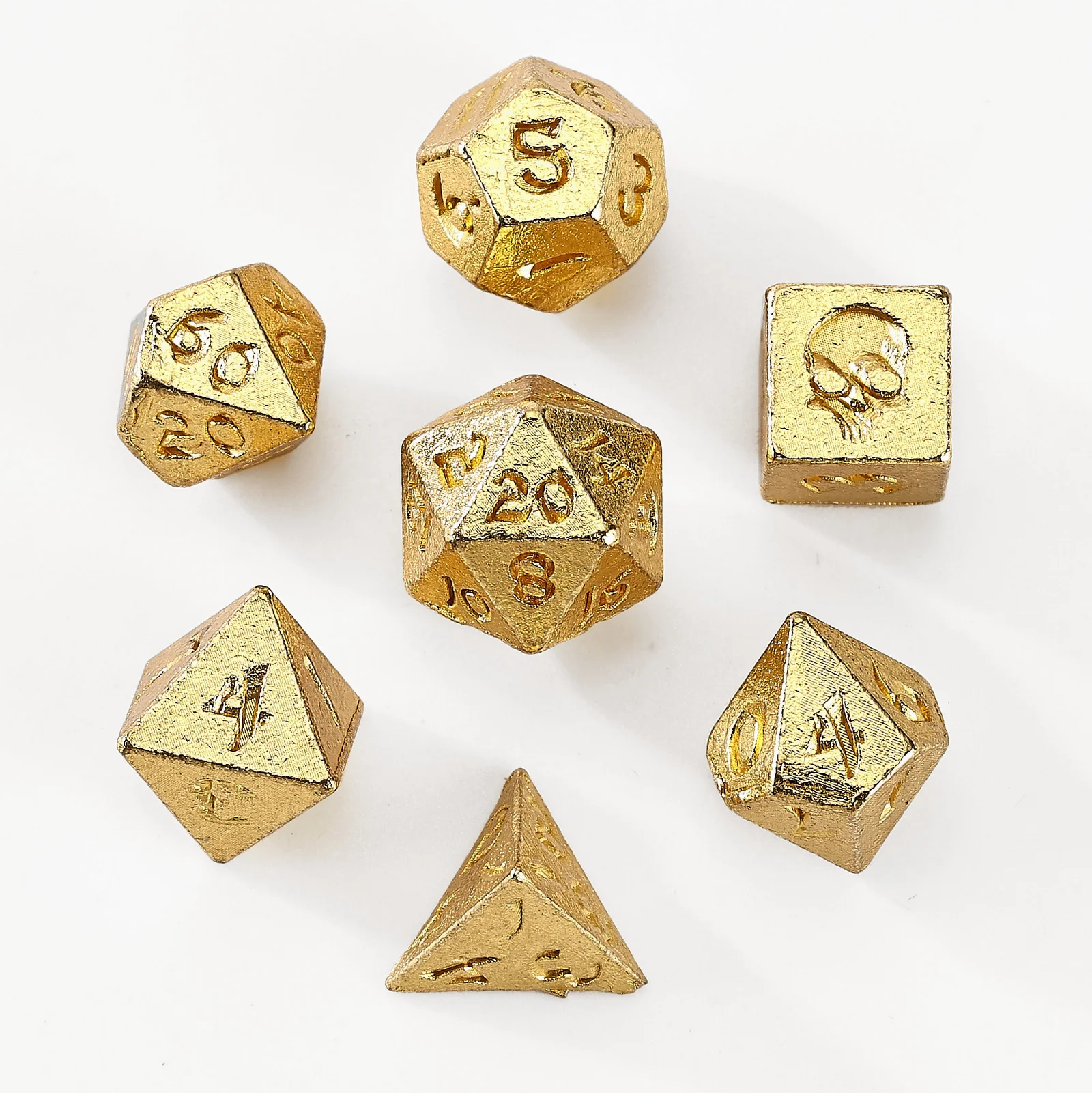 10MM Mini Metal RPG Gold Dice Set (7)