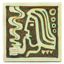 Gunnar Nylund (1950s) Unique Wall Plaque with Green/Brown Pipe Smoker Motif 15 cm