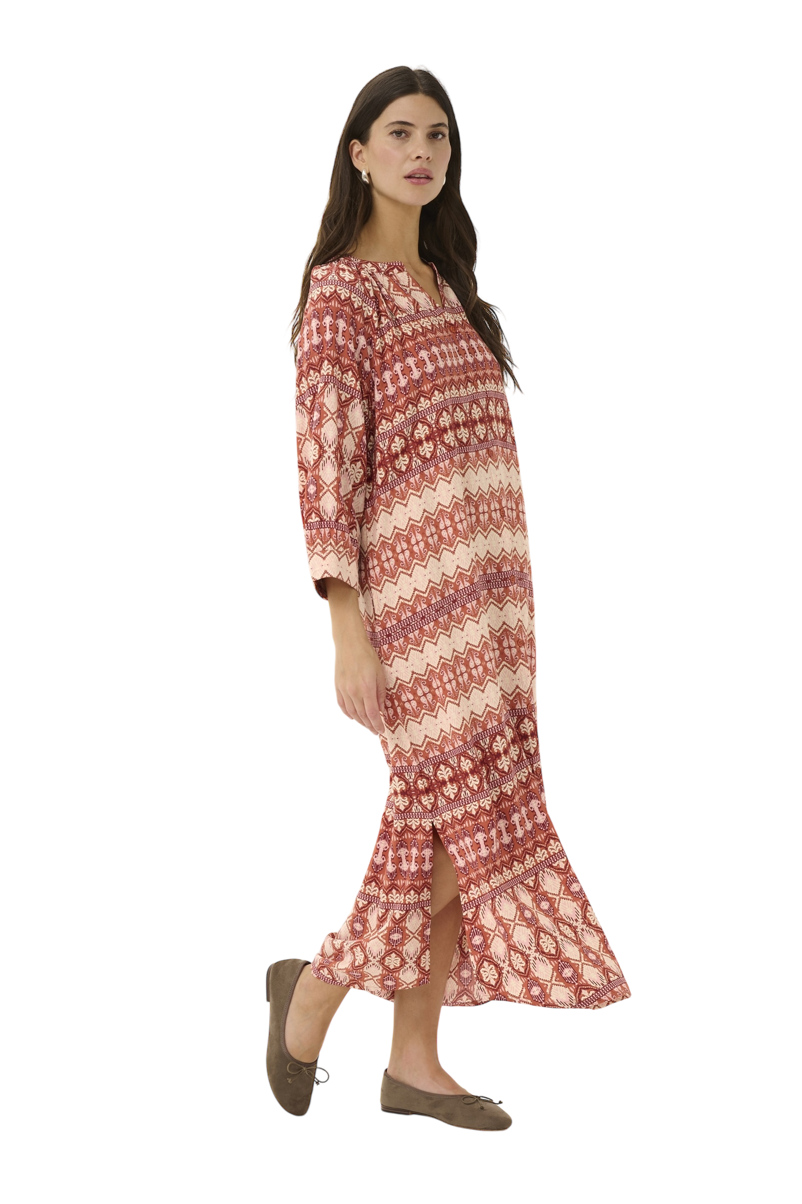 CRTIAH LONG SHIRT DRESS - ETHNIC GEOMETRIC - CREAM