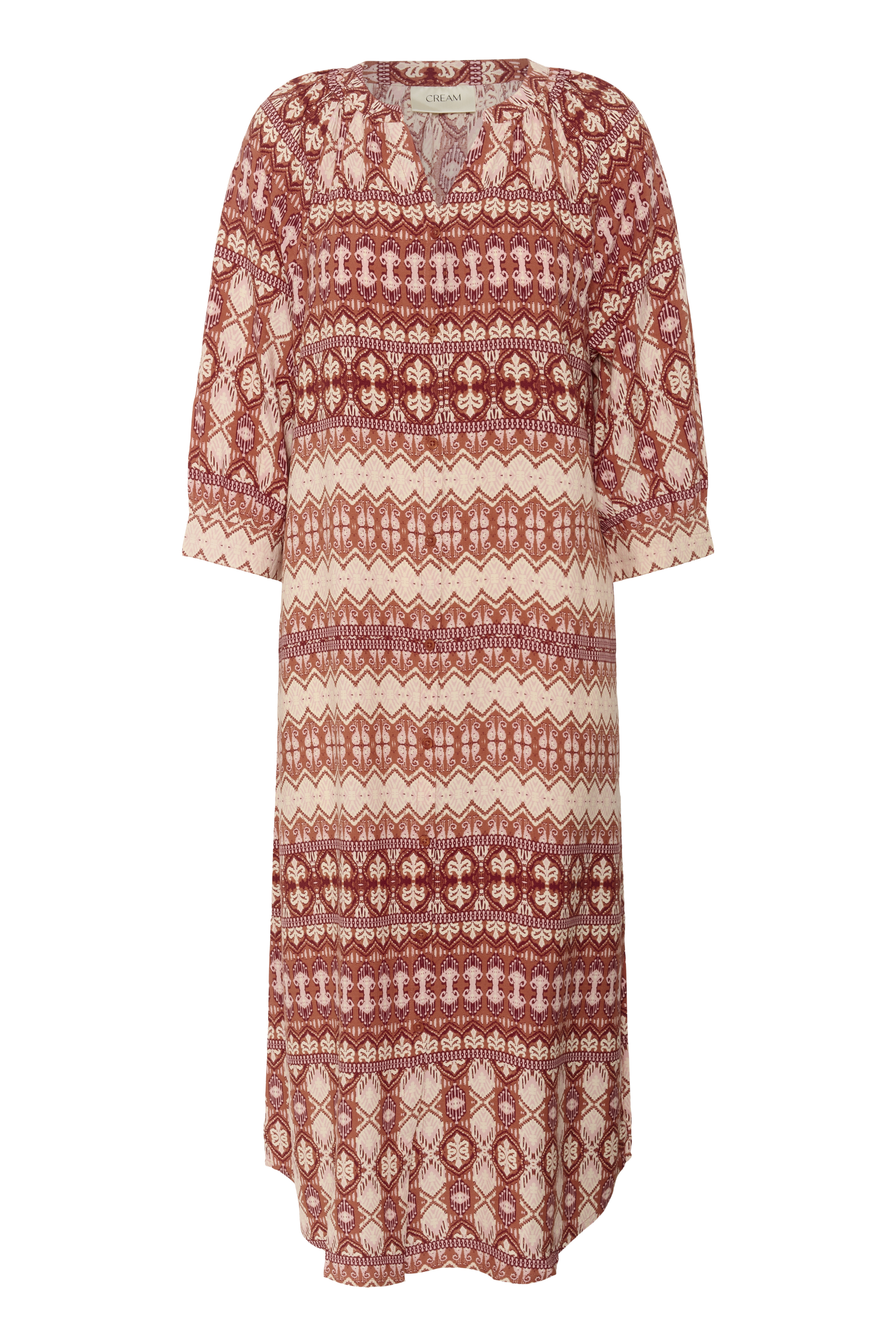 CRTIAH LONG SHIRT DRESS - ETHNIC GEOMETRIC - CREAM - 2