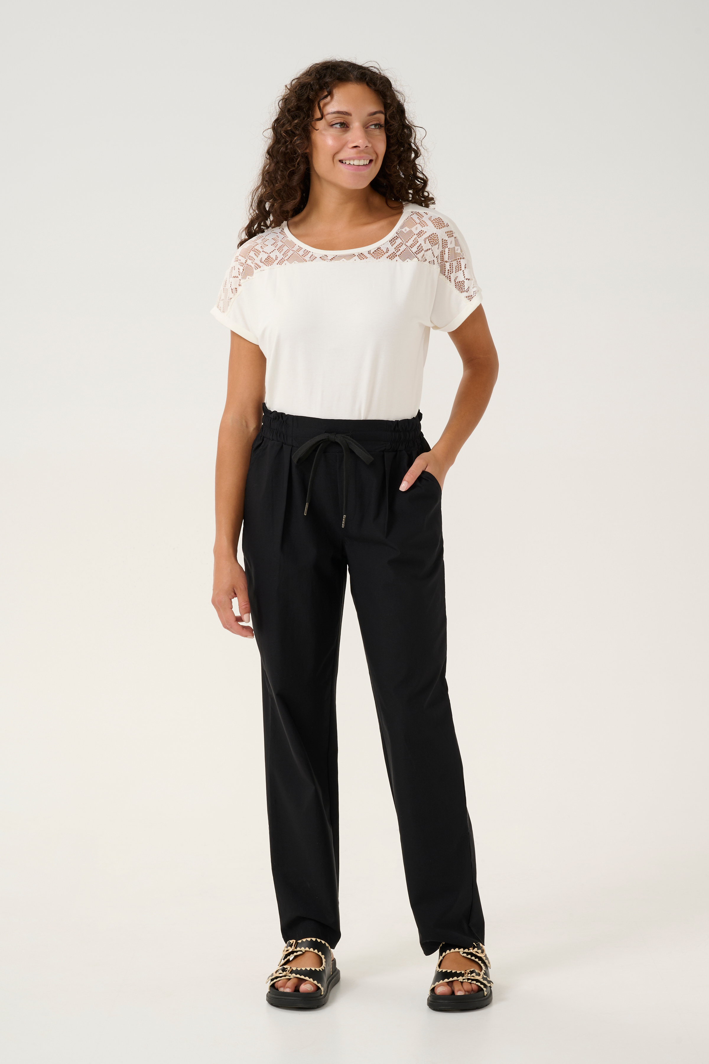 CRTESS PANT - BLACK - CREAM - 6