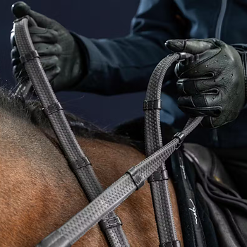 DYON 1/2" CONVERTER RUBBER REINS WITH 7 LEATHER LOOPS 