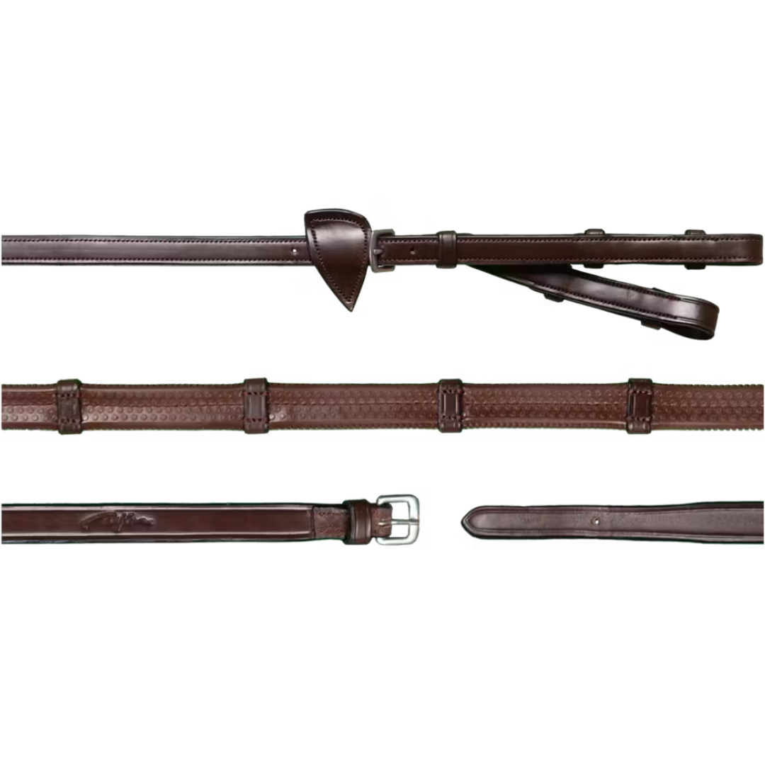 DYON 1/2" CONVERTER RUBBER REINS WITH 7 LEATHER LOOPS  - 3