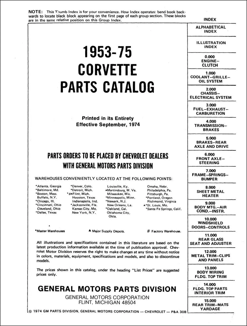 1953 - 1975 Chevrolet Corvette Chassis and Body Parts Catalog - 2