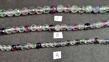 Fluorit Mix Pärlor på Sträng - Fasettslipad, Rund