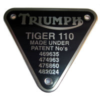 PATENT PLATE, TIGER 110 ALLOY W/RIVETS