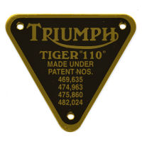 PATENT PLATE, TIGER 110 BRASS W/RIVETS