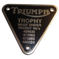 PATENT PLATE, TROPHY ALLOY W/RIVETS